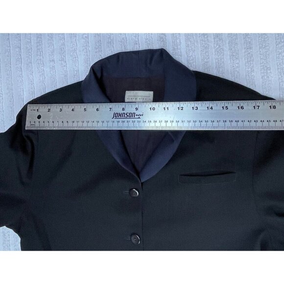 Diana Slavin Womens Pure Wool Single-Breasted Coat Blazer Jacket Black Medium - Picture 6 of 8